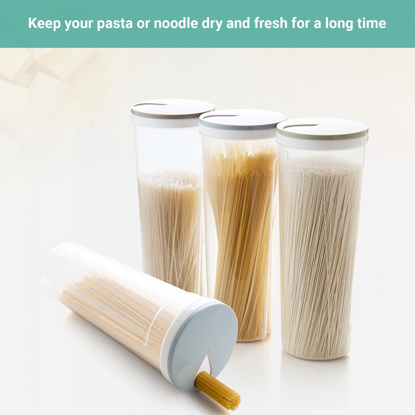 Lecluse Rice Dispenser Cereal Storage Box Spaghetti Noodle Container Sealed