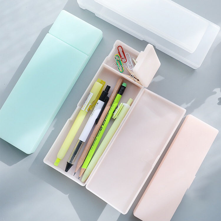 Pencil Case Clear Pen Box Stationery Waterproof Office School Plastic Classic AU