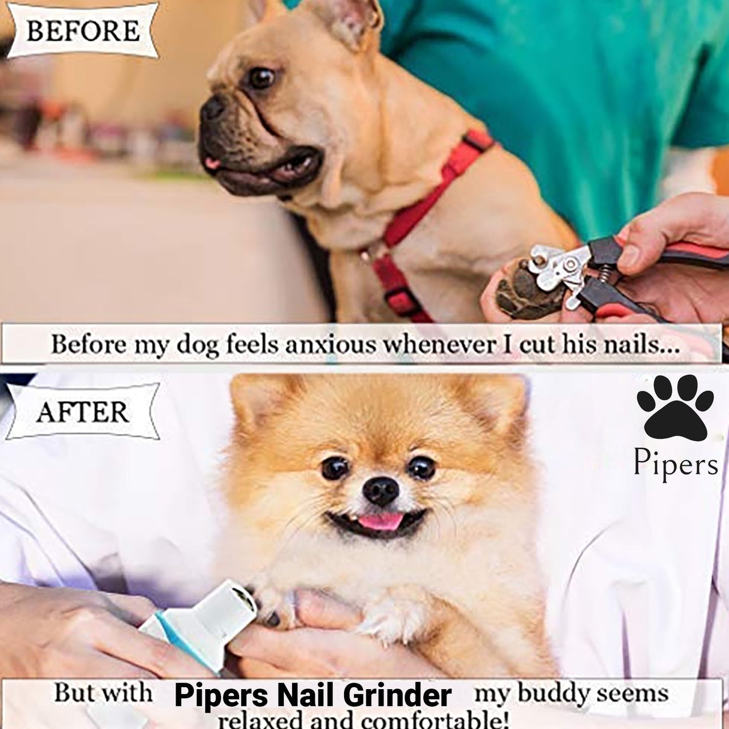 Pipers Pet Electric Nail Grinder Dog Cat Tool Claw Toe Grooming Trimmer Clipper
