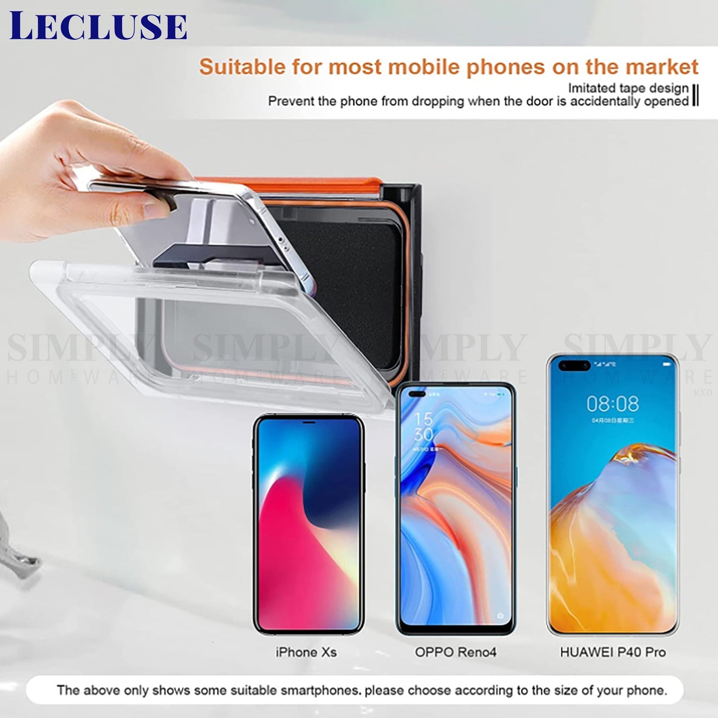 Lecluse Waterproof Phone Holder Bathroom Shower Mobile Box Touch Screen Case