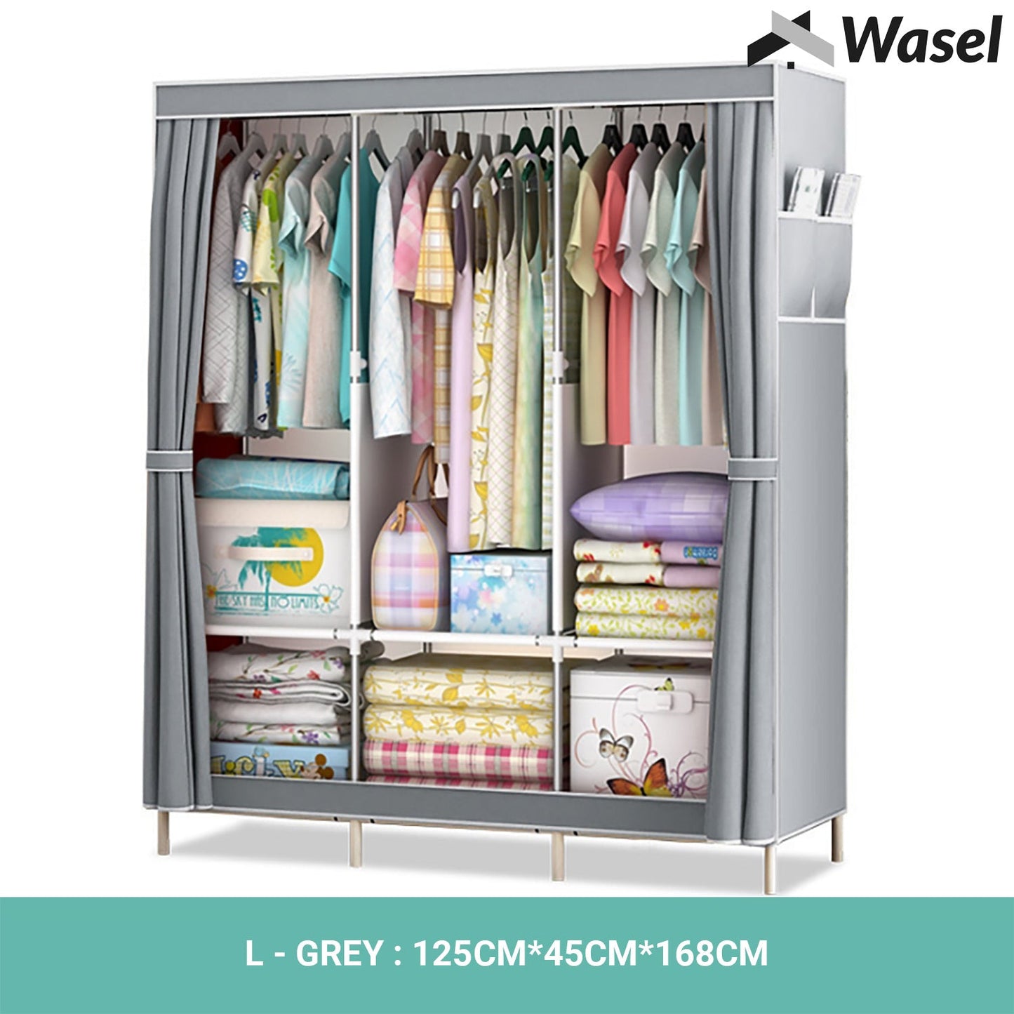 Wasel Portable Clothes Closet Large Wardrobe Storage Organiser Shelf Cabinet