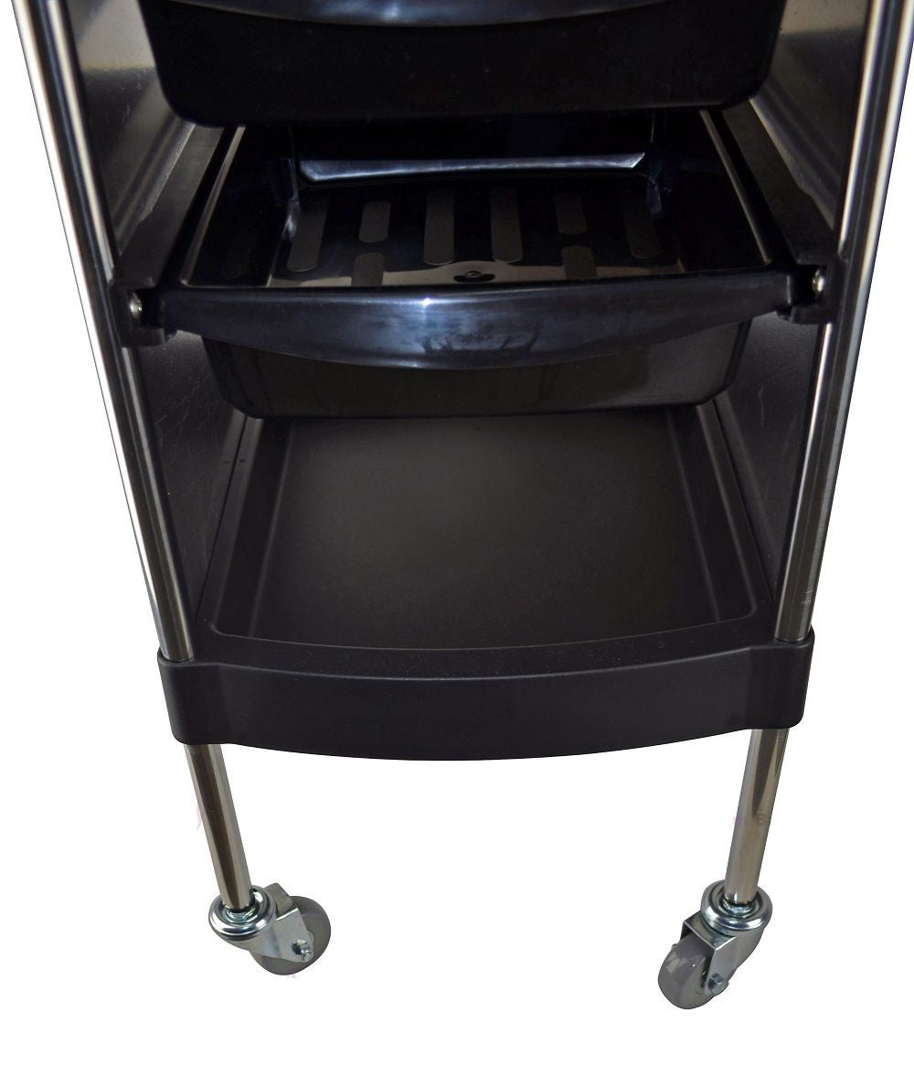 Hairdressing Trolley Salon Beauty Spa Wheel Dresser Drawer Storage Black 4 Tier