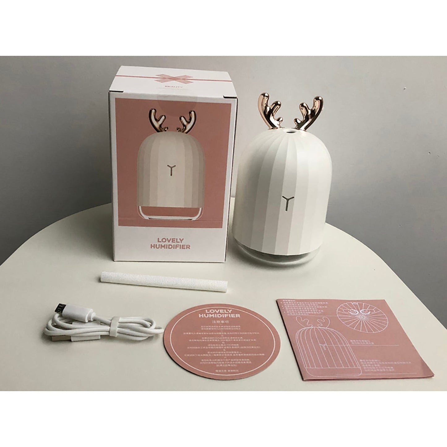Wasel Mini Desk Air Humidifier Aromatherapy USB LED Lights Deer Rabbit Shaped