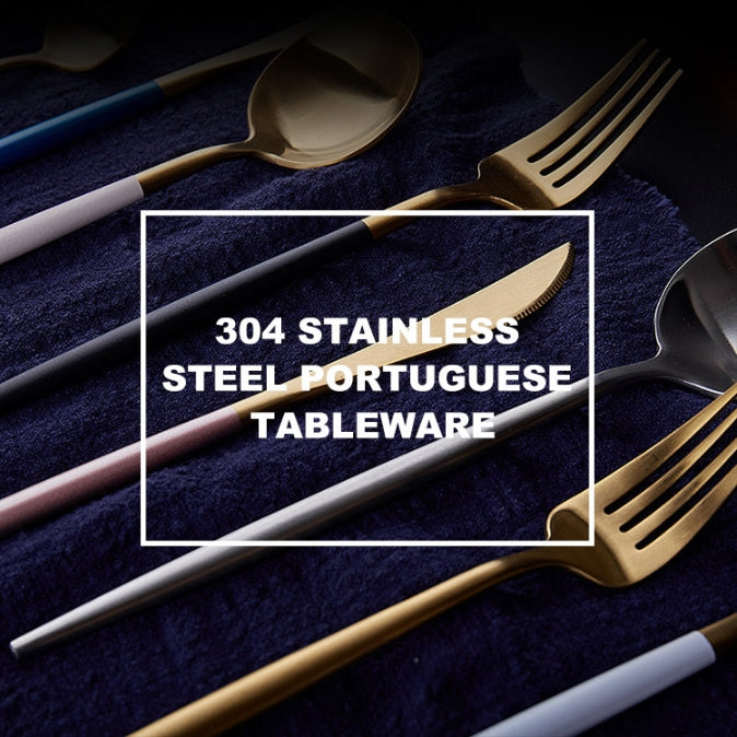 Lecluse Cutlery Set Stainless Steel Flatware Spoon Fork Knife Black Gold Silver