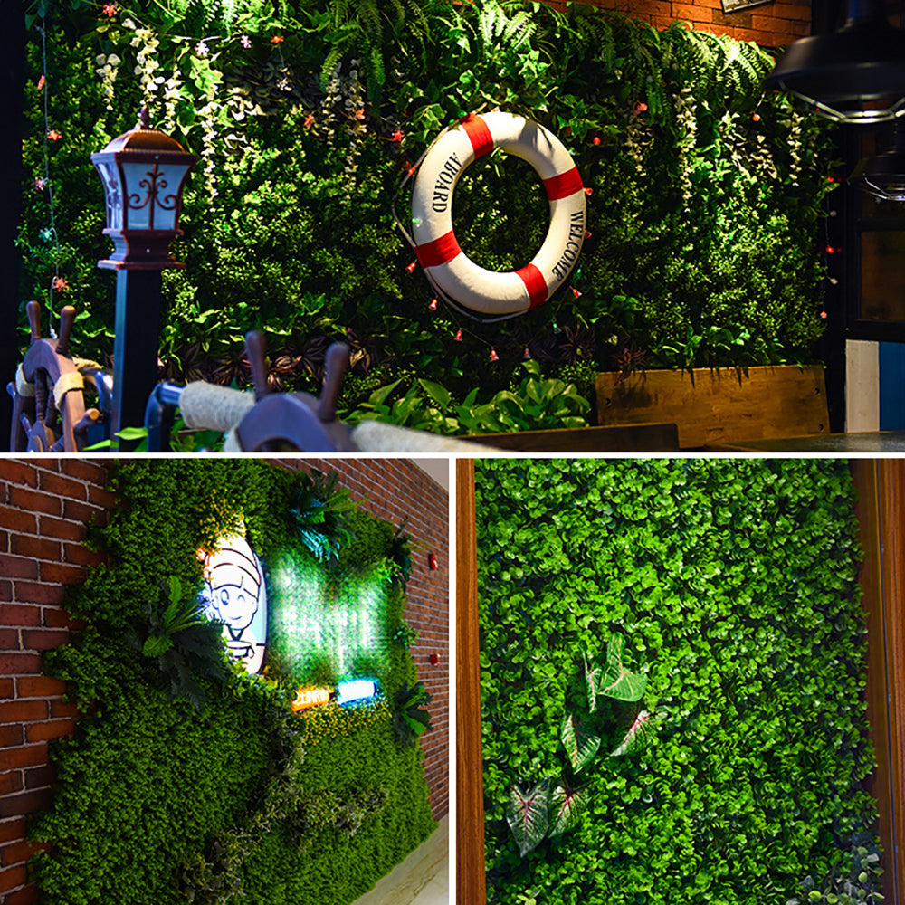 Rice Seedling Fake Grass Hedge Vertical Garden Green Wall Mat Artificial 60x40cm
