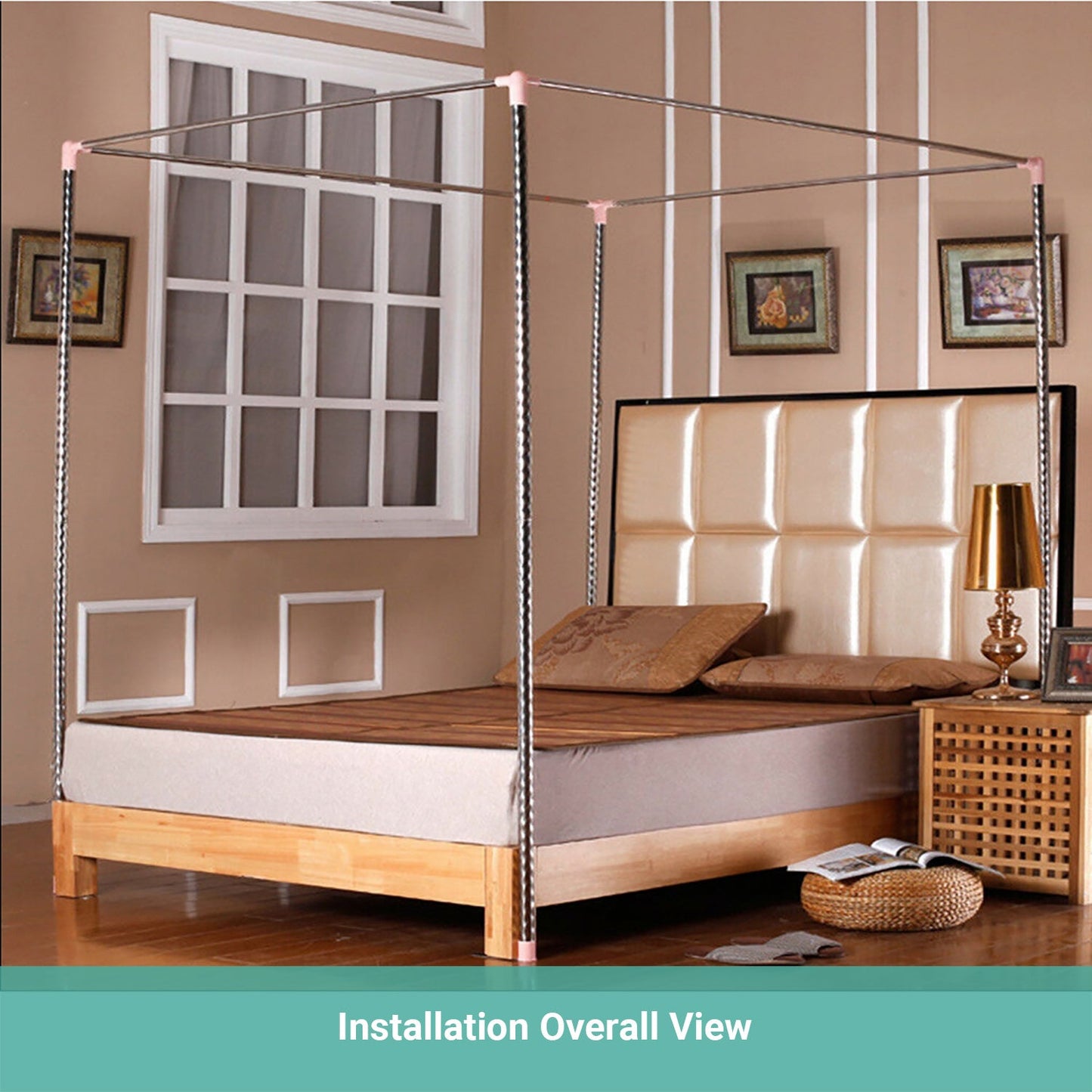 Lecluse Romantic Mosquito Curtain 4 Corner Bed Canopy King Queen Size Netting