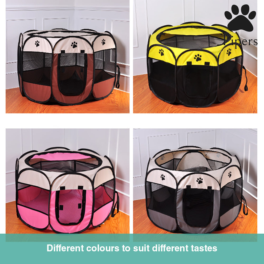 Pipers Pet Portable Playpen Tent Enclosure Exercise Cat Cage 8 Panels Dog Puppy