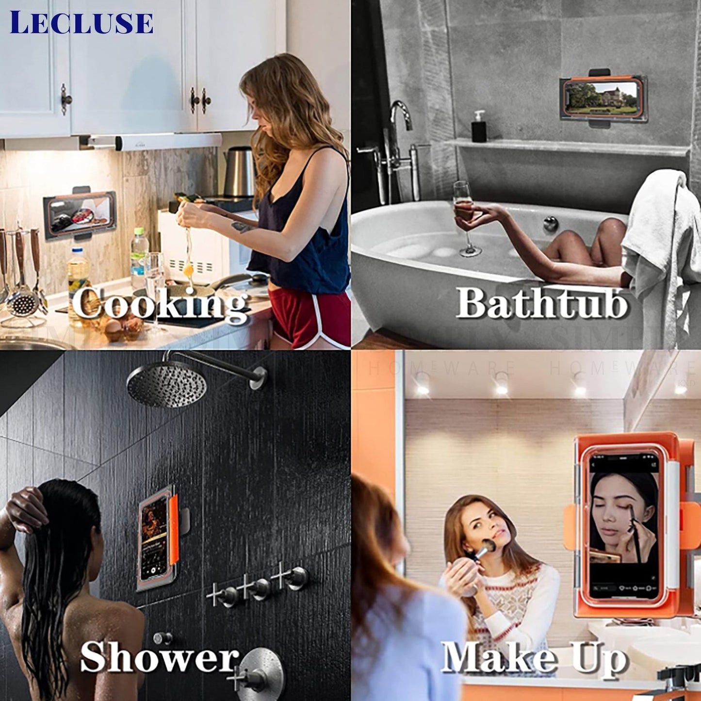 Lecluse Waterproof Phone Holder Bathroom Shower Mobile Box Touch Screen Case