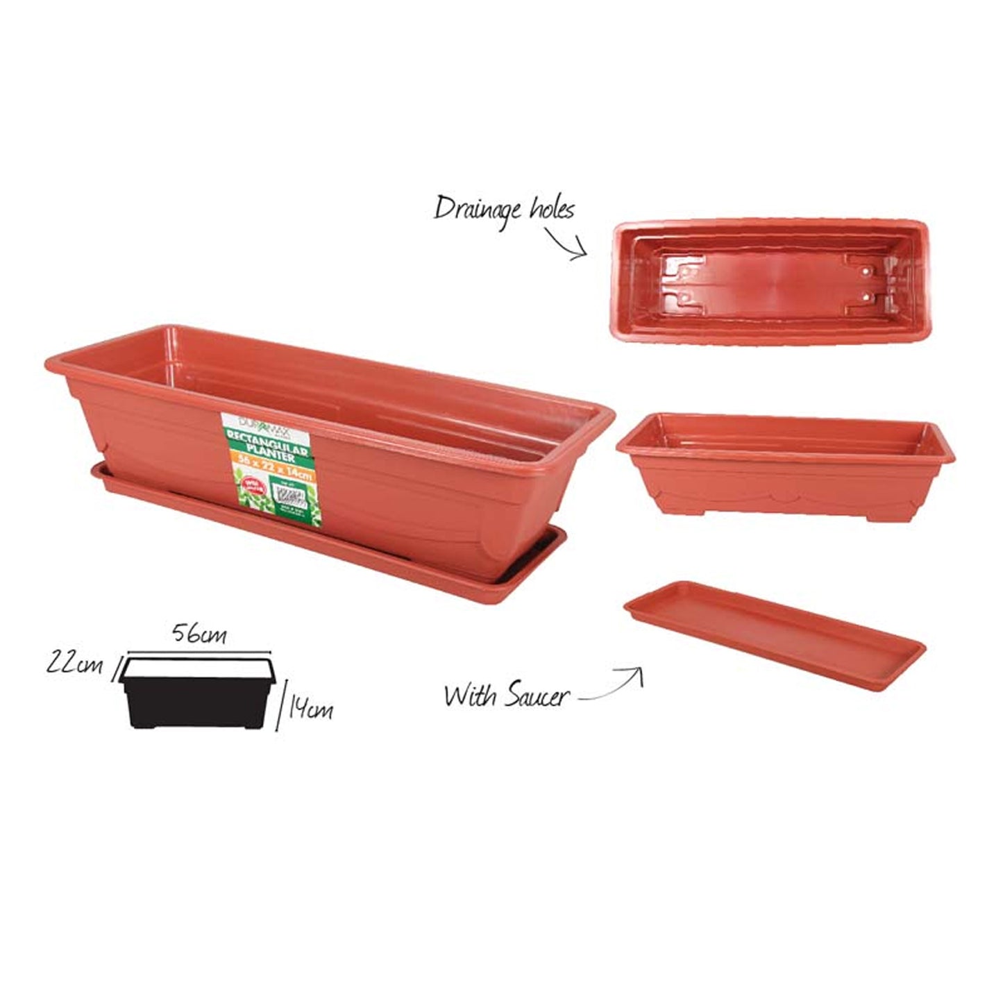 Flower Planter Pot Hanging Largs Garden Outdoor with Saucer Plastic Drainage
