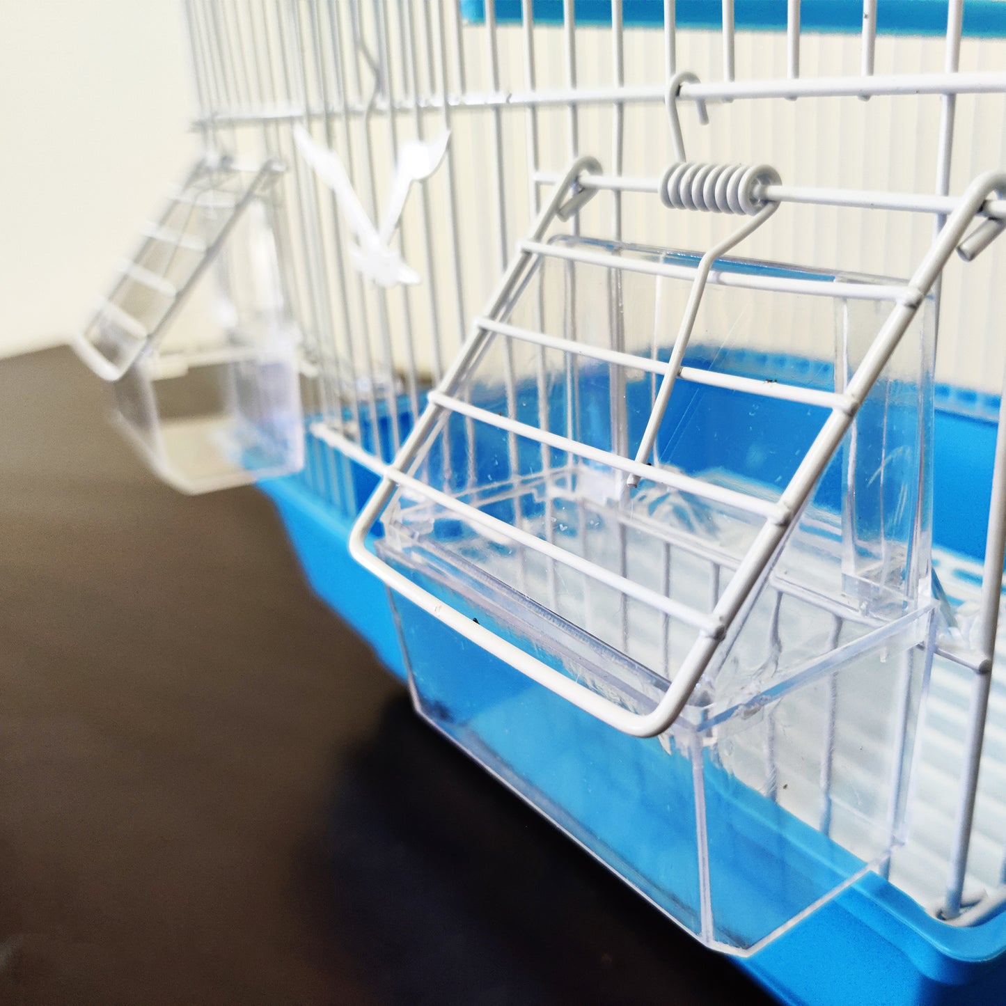 Bird Cage Small Medium Metal Frame Angled Roof Blue 29.5cm x 22.3cm x 38.5cm