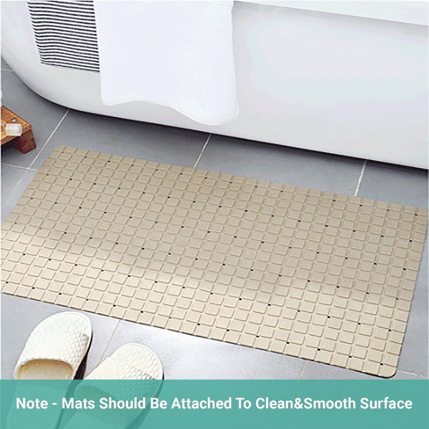 Wasel Bathroom Non-Slip Mat PVC Bath Foot Massage Lattice Suction Pad 38×70CM