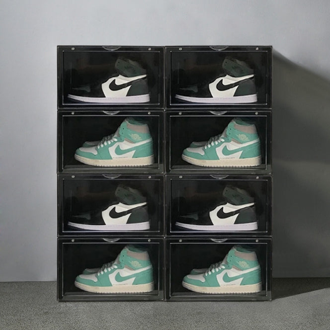 Meur Sneaker Display Cases Magnetic Shoe Box Storage Stackable Clear Rack Cubes