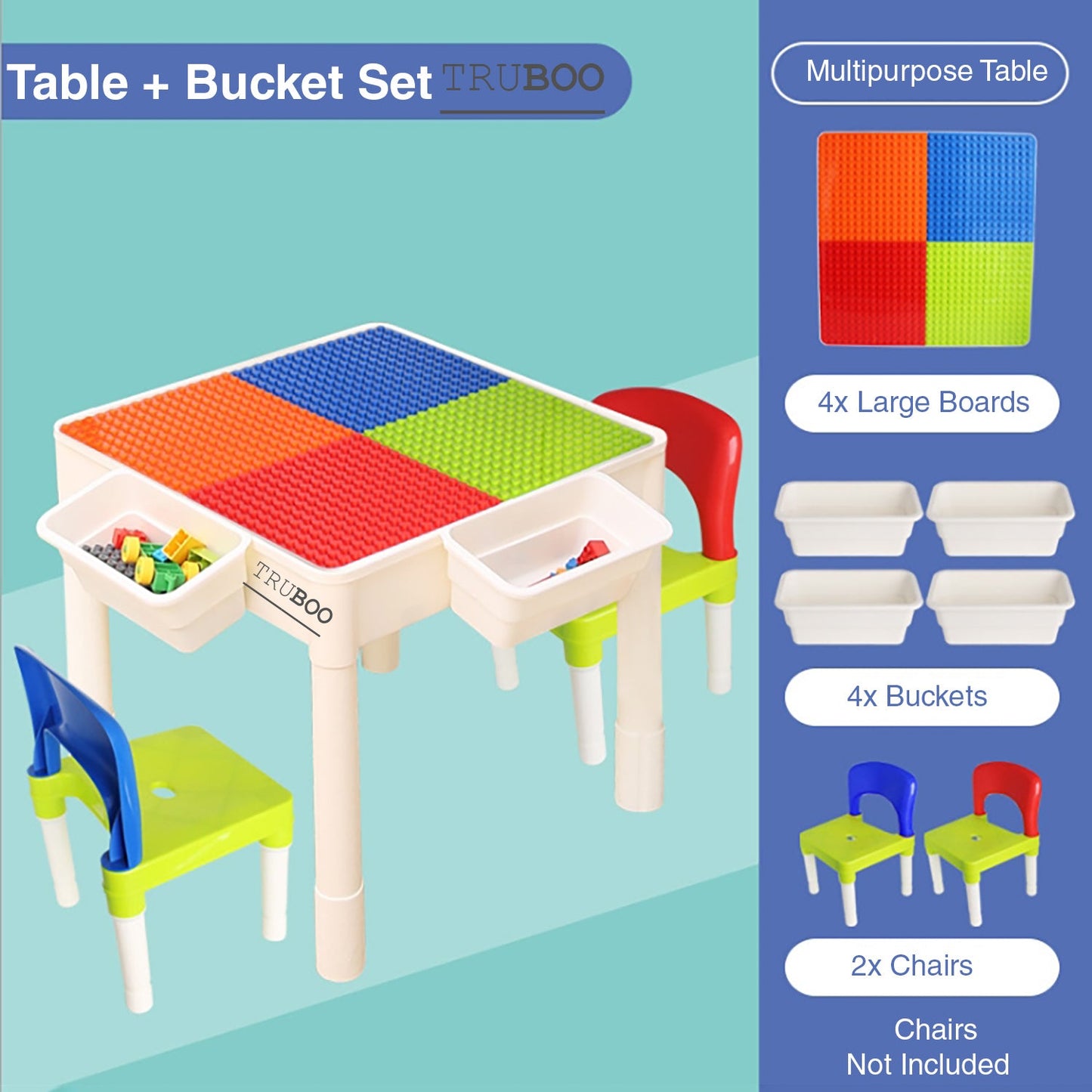 Truboo Building Blocks Kids Table and Chairs Set Toy Bricks Activity Play Baby