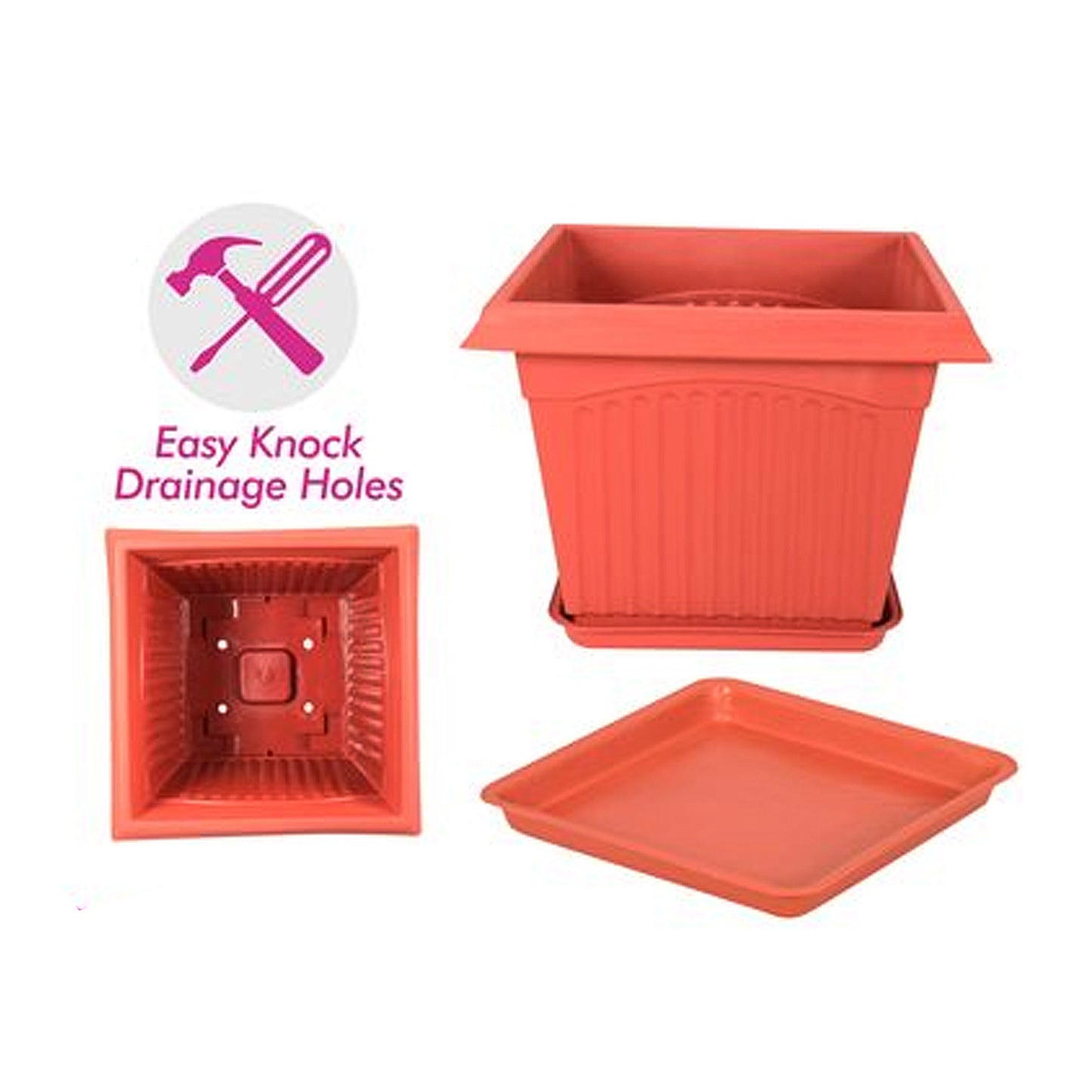Flower Planter Pot Hanging Largs Garden Outdoor with Saucer Plastic Drainage