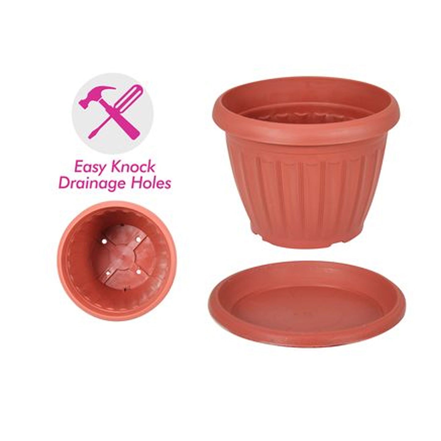 Flower Planter Pot Hanging Largs Garden Outdoor with Saucer Plastic Drainage