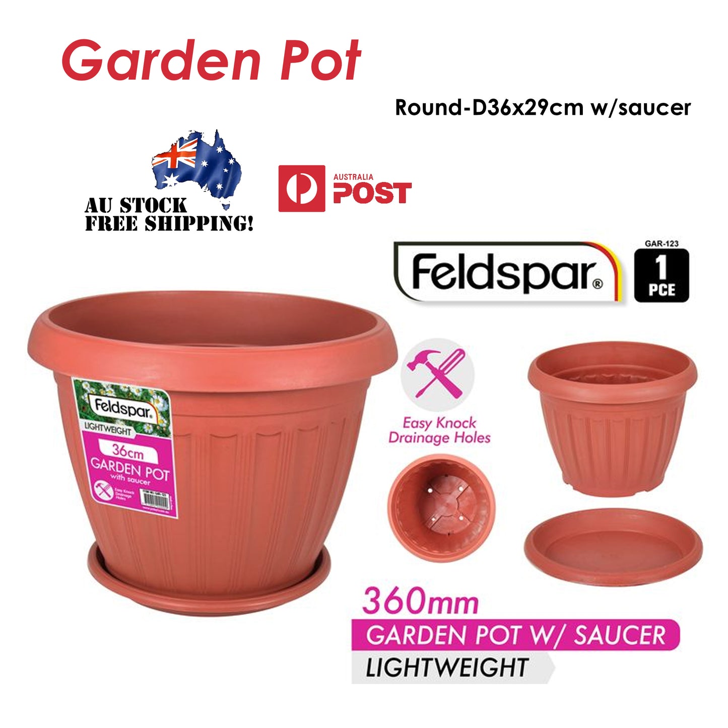 Flower Planter Pot Hanging Largs Garden Outdoor with Saucer Plastic Drainage