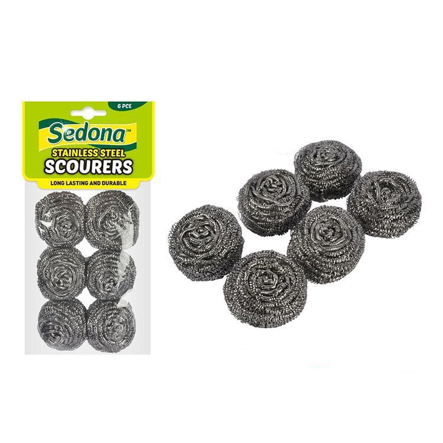 6x Stainless Steel Wool Scour Metallic Mesh Pads Multi Pack Sponge Value Bulk