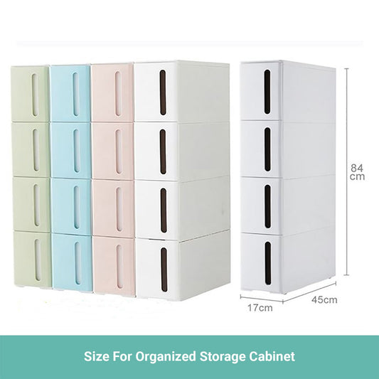 Lecluse Rolling Storage Drawer Cabinet Slim Plastic Cart On Wheel 4-Tier