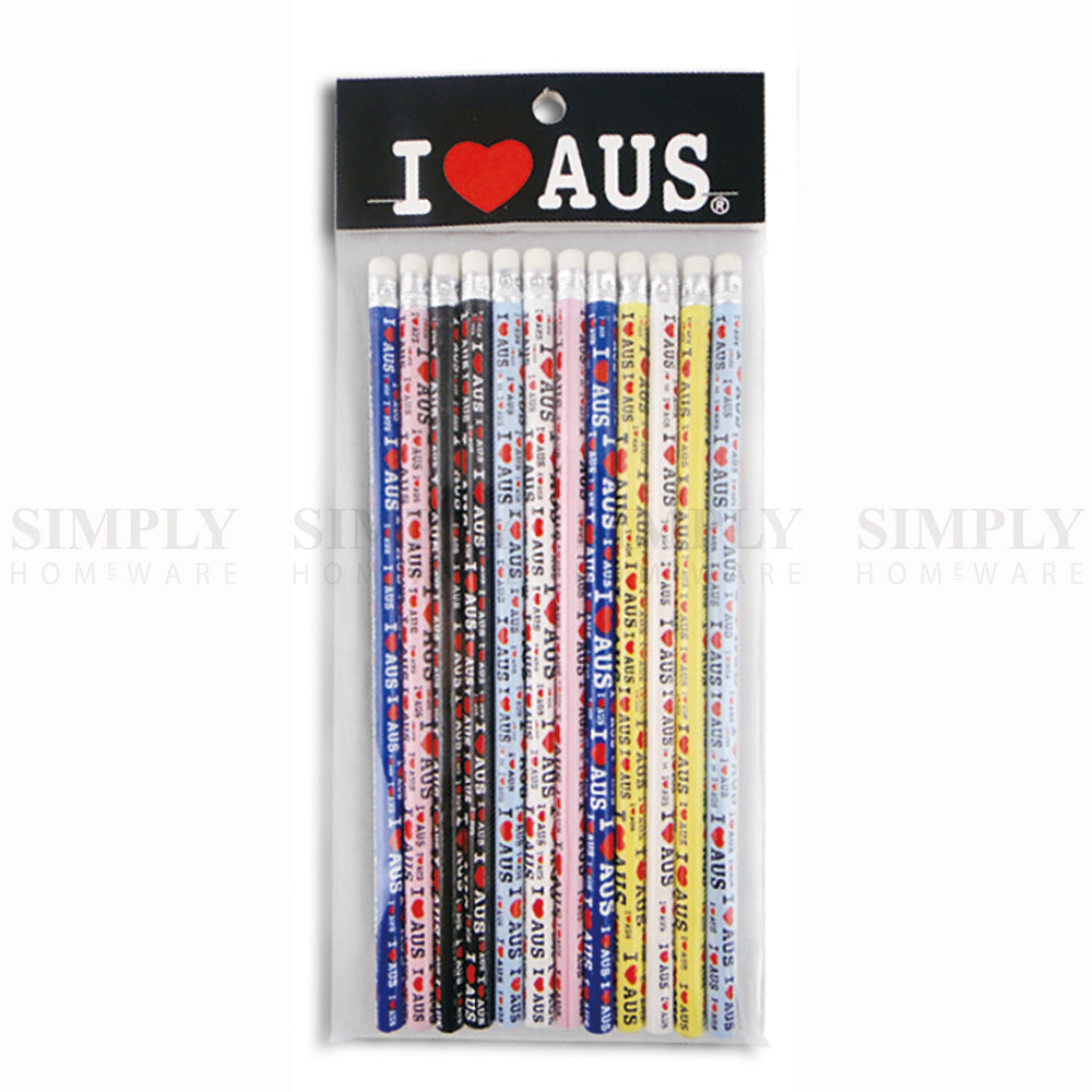 Australian Souvenirs 12pcs Set Pencils Stationary Kids Art Multi-coloured Aussie - Simply Homeware