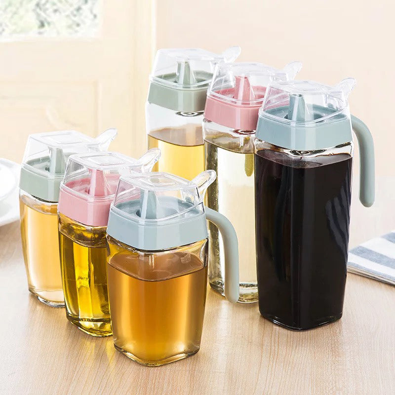 2x Glass Oil Pourer Bottle Dispenser Olive Vinegar 500ml Kitchen Leak-Proof AU