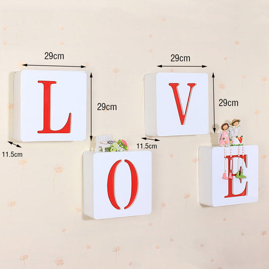 Square Wall Storage Shelf Unit Rack Door Shelves Floating Bookshelf Hooks Love