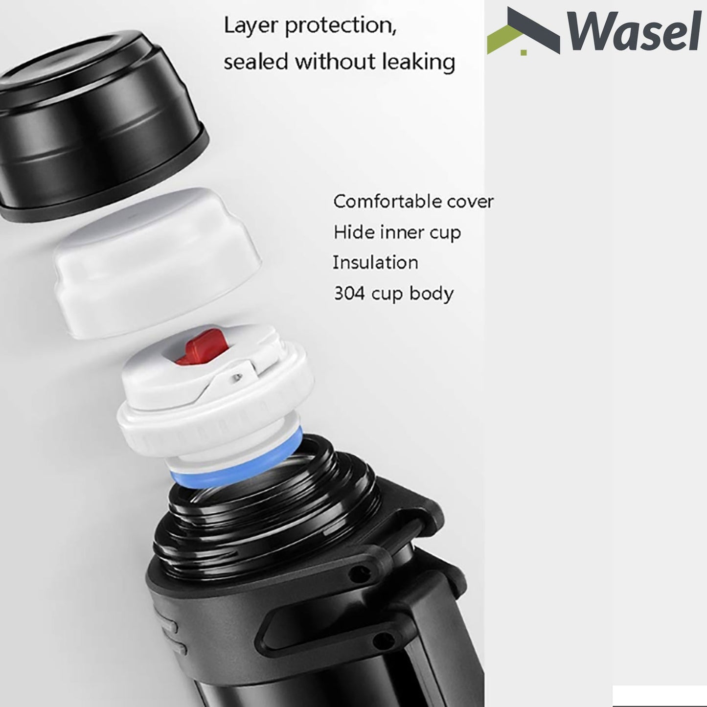 Wasel Stainless Steel Vacuum Cup Thermos Water Flask Large Capacity Travel 2.5L