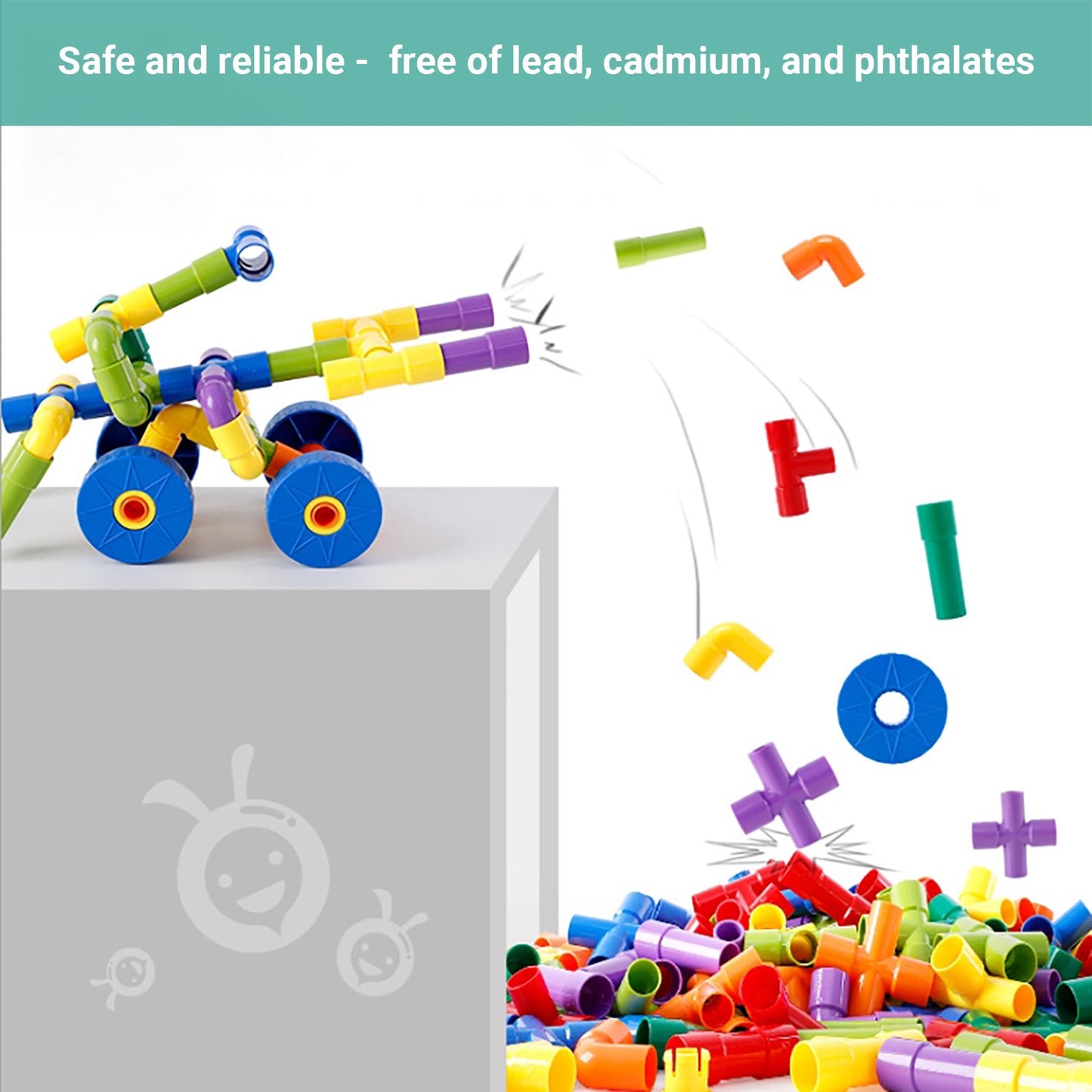 Truboo Kids Tube Blocks Building Toy DIY Set Educational Engineering 72 PCS Gift