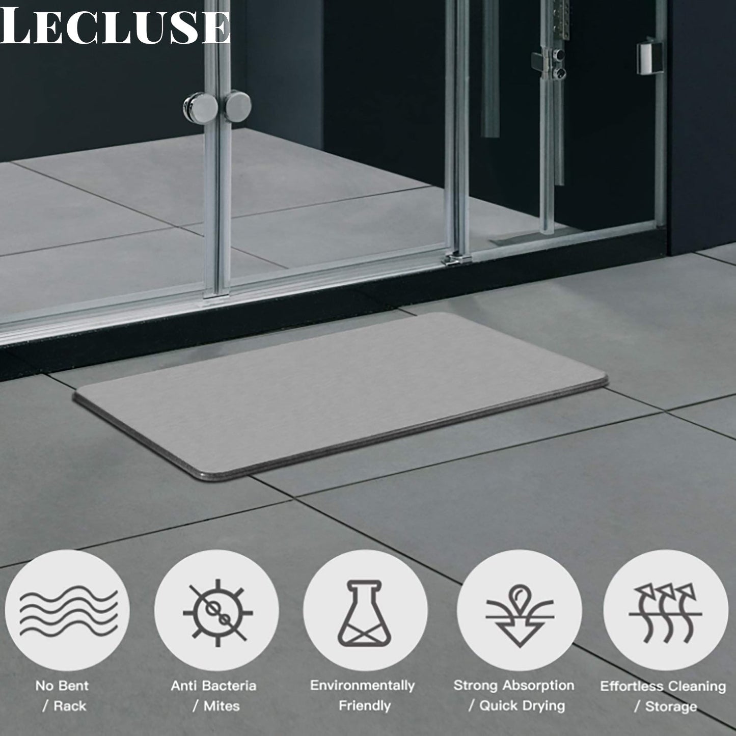 Lecluse Diatomaceous Earth Bath Mat Nonslip Absorbent Bath Mat Bathroom Floor Sh
