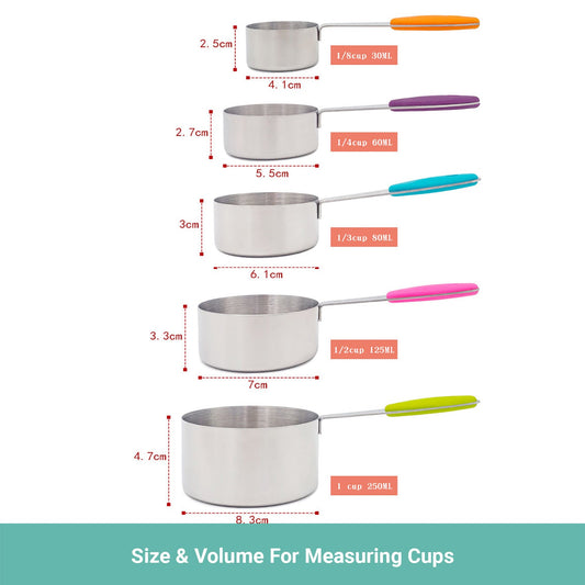 Lecluse Stainless Steel Measuring Spoons Cups Set Metal Tablespoon Tools 11PCS