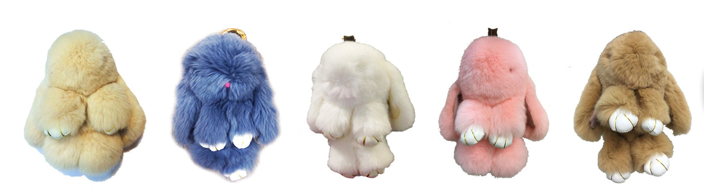 Faux Fur Bunny Fluffy Rabbit Plush Toy Keyring chain Bag Charm Pendant Handbag