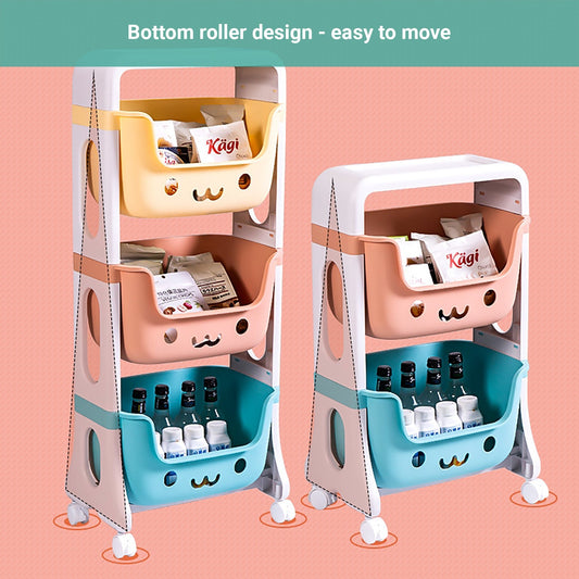Lecluse Toy Storage Trolley Rolling Cart Kitchen Bathroom Organiser 2/4 Tier