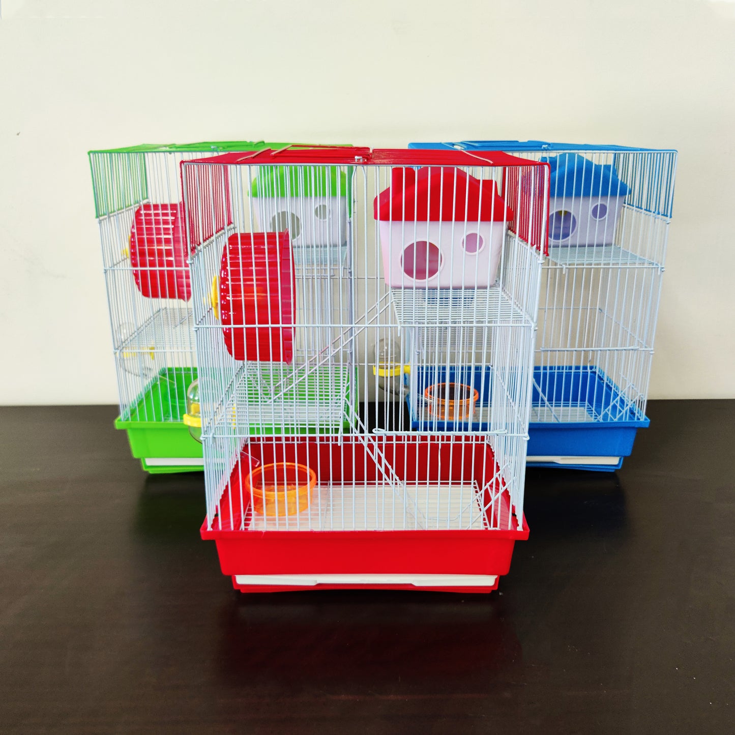 Mouse Hamster Cage Metal Frame Square Roof Red Coloured Toys 30cm x 23cm x 41cm