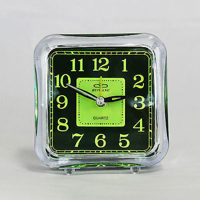 Clear Minimalist Analog Alarm Clock Analogue Battery Desktop Table Bedside Fluro