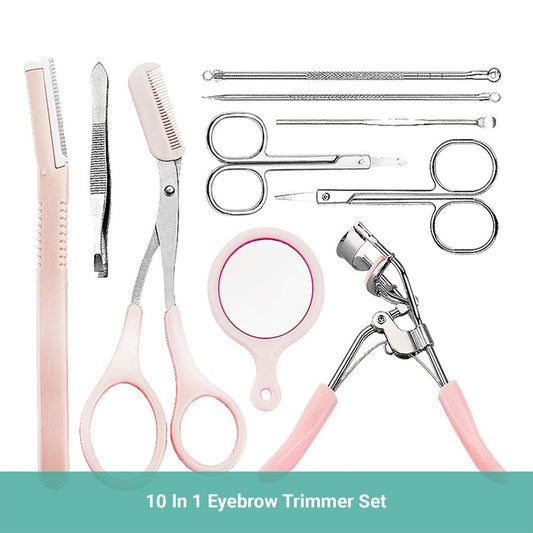 Lebeau 10 In 1 Eyebrow Razor Set Beauty Tool Eyelash Curler Hair Scissors Comb