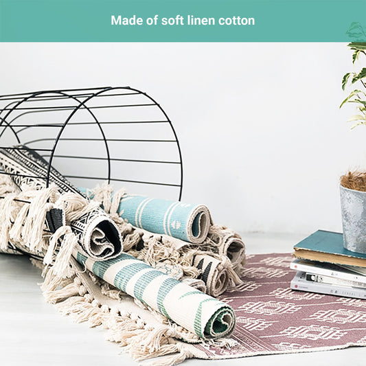 Lecluse Cotton Area Rug Living Room Mat Hand Woven Floor Carpet Round/Rectangle