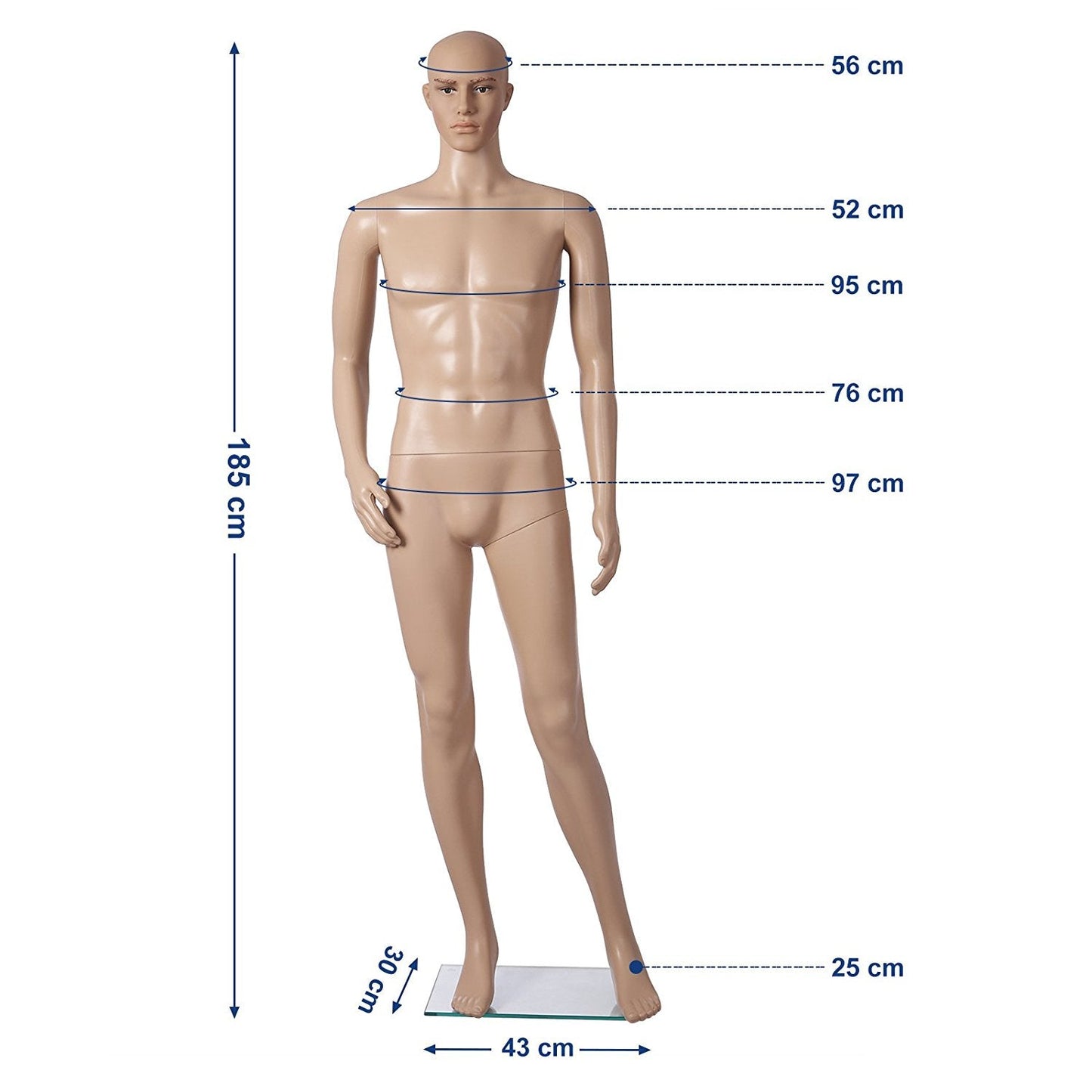 Full Body Mannequin Female Male Clothes Display Torso White Black Adjustable 185 - Simply Homeware