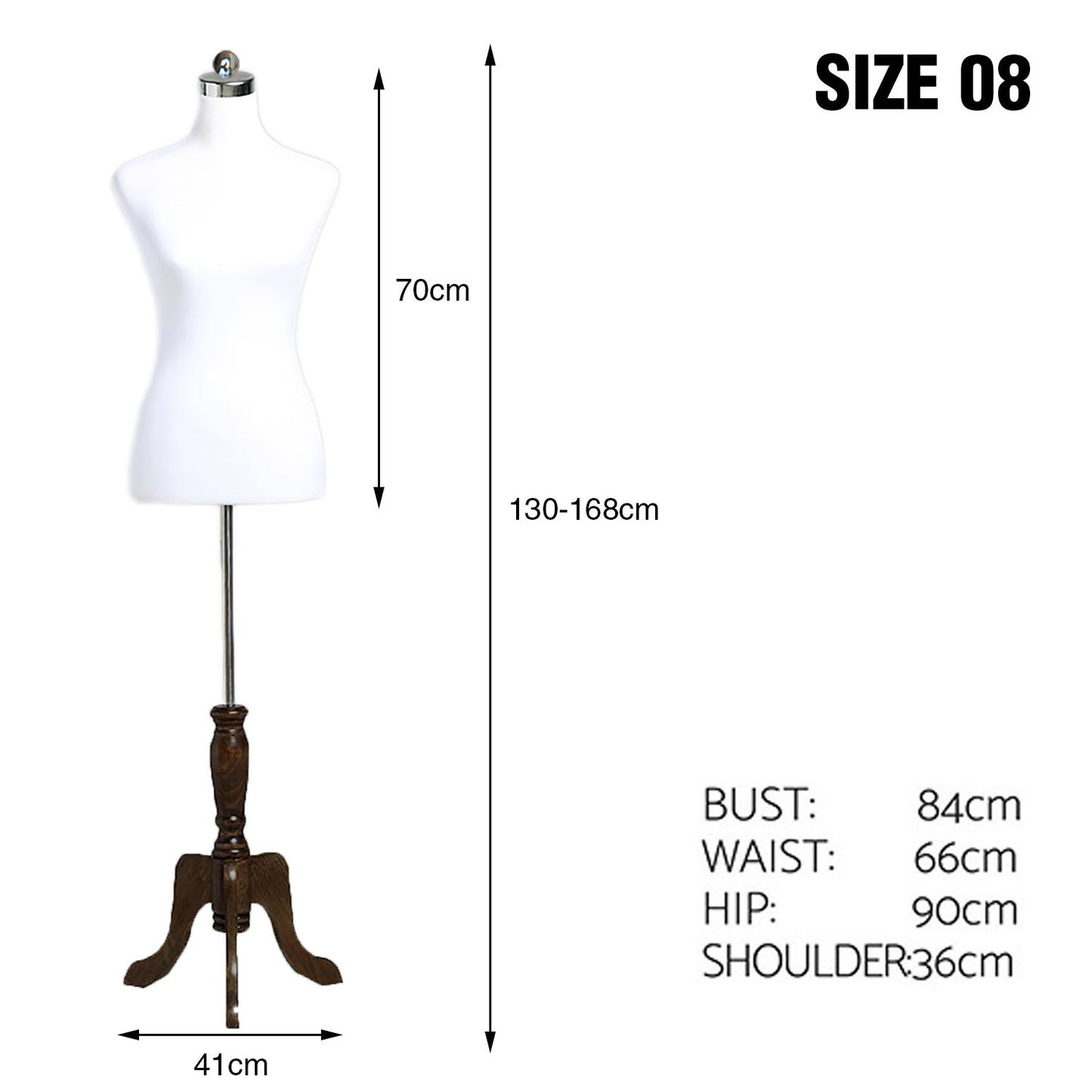 Female Mannequin Dressmaker Model 168cm Dummy Display Torso Tailor Fashion White - Simply Homeware
