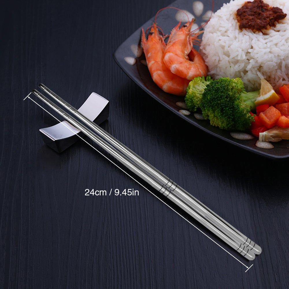 Stainless Steel Chopsticks 304 Set Bulk Silver Metal Korean Asian Japanese Gift - Simply Homeware