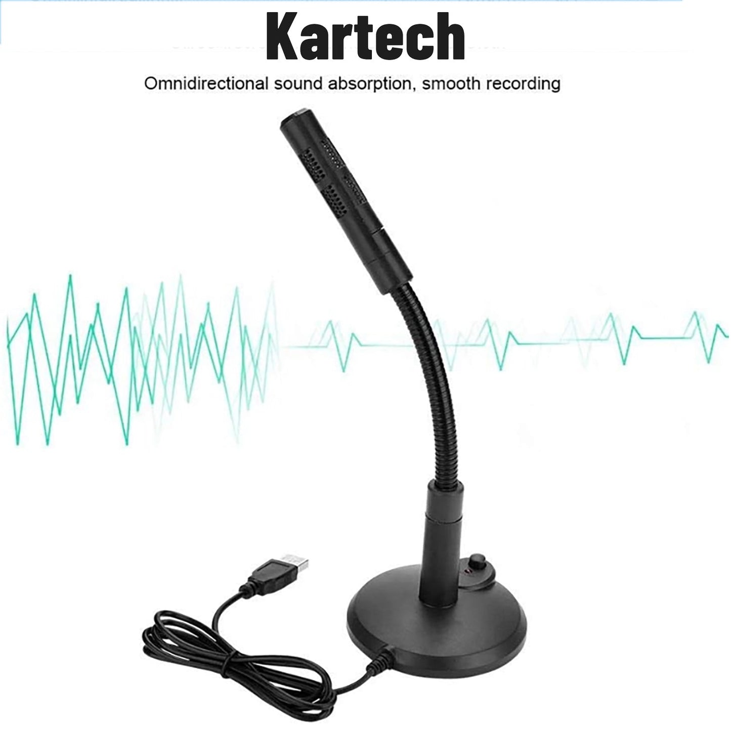 Kartech Desktop Microphone USB 3.5mm Mini Laptop Mic Plug Play Computer PC MAC