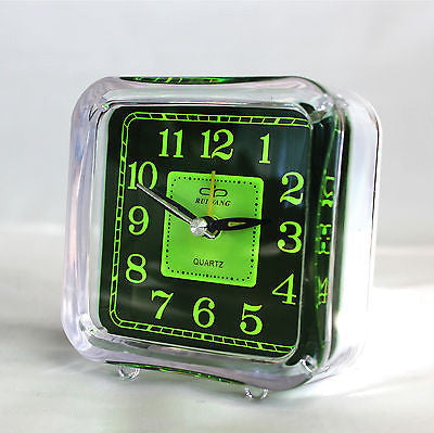 Clear Minimalist Analog Alarm Clock Analogue Battery Desktop Table Bedside Fluro