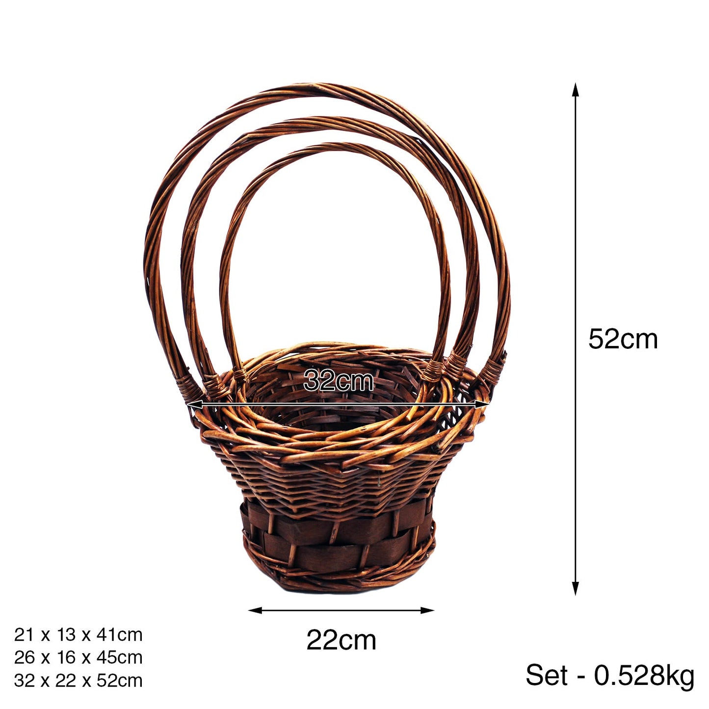 Wicker Basket Set Cane Hamper Picnic Handle Small Large White Brown Vintage Gift