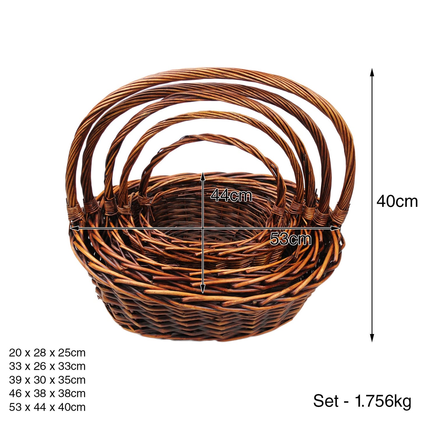 Wicker Basket Set Cane Hamper Picnic Handle Small Large White Brown Vintage Gift