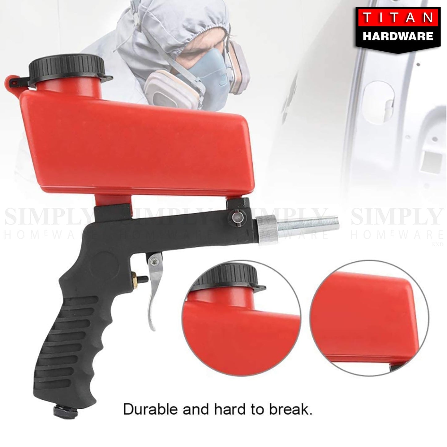 Titan Sand Blaster Gun Soda Spray Tool Air Compressor Pneumatic Handheld 90PSI