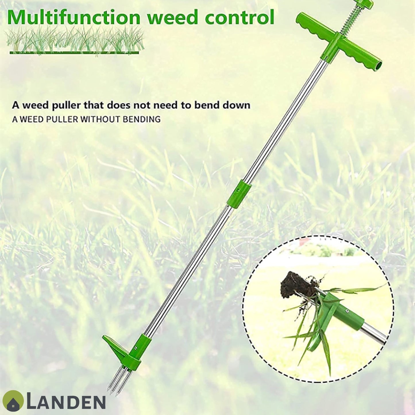 Landen Garden Weed Puller Standing Plant Root Remover Manual Weeder Hand Tool