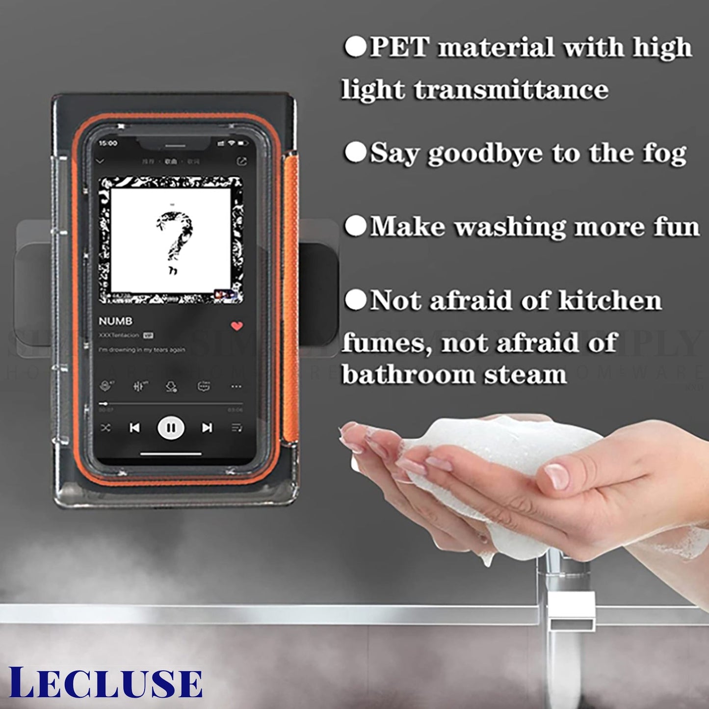 Lecluse Waterproof Phone Holder Bathroom Shower Mobile Box Touch Screen Case