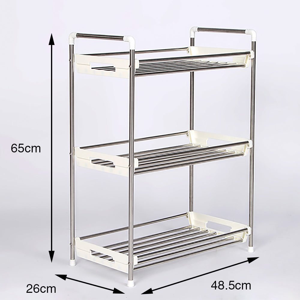 Kitchen Storage Rack Spice Bathroom 3 Tier Organiser Stainless Steel Shelf Jar