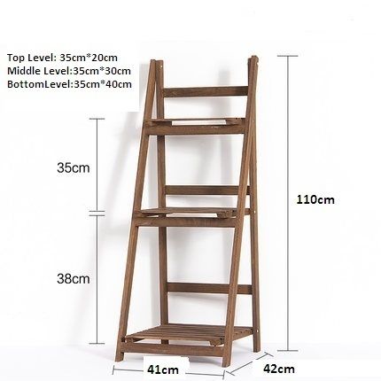 Wooden Ladder Shelf 3 Tier Plant Flower Storage Shelves Multi CD Book Folding