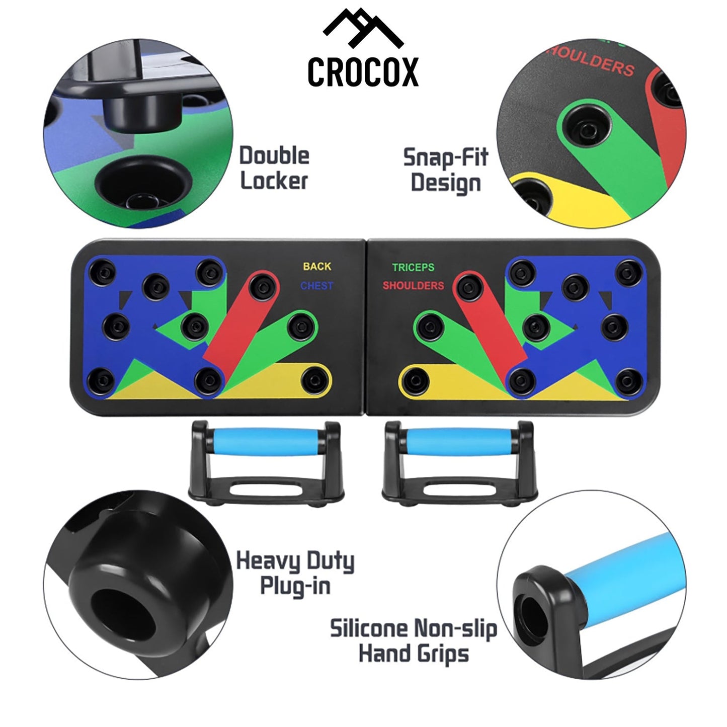 Crocox Push Up Board Fitness Stand Bar Muscle Training Rack Foldable Home Gym