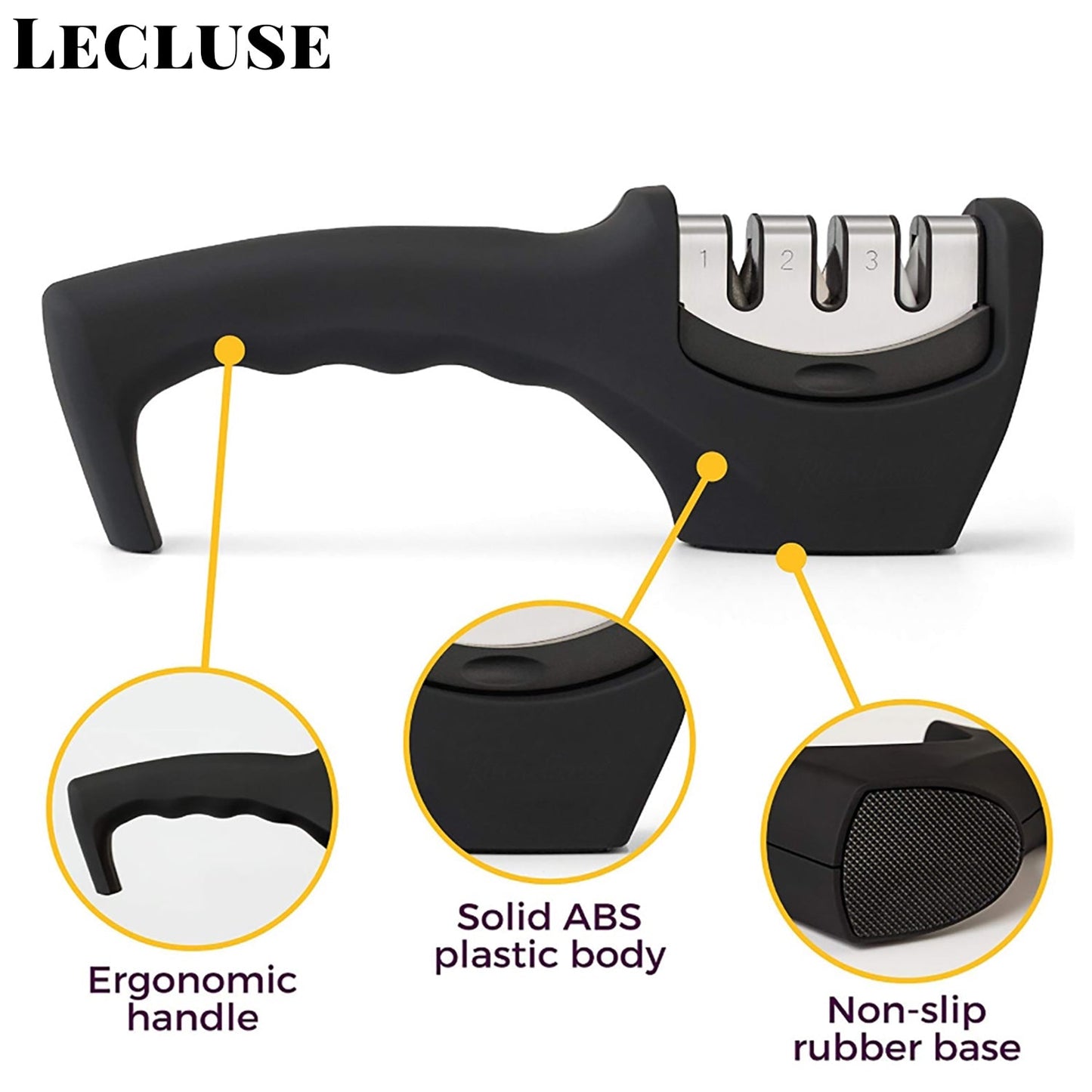 2x Lecluse Knife Sharpener 3/4 Stage Kitchen Diamond Tool Scissor Stainless