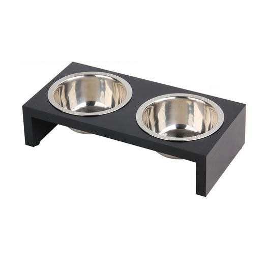 Pet Dog Bowl Metal Luxury Deluxe Stand Diner 3pcs Double Food Water Combo 350mL